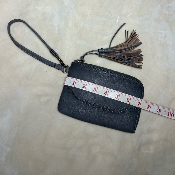 Frye “Paige” Charcoal Leather Wristlet with Tassel Accents - Picture 7 of 9